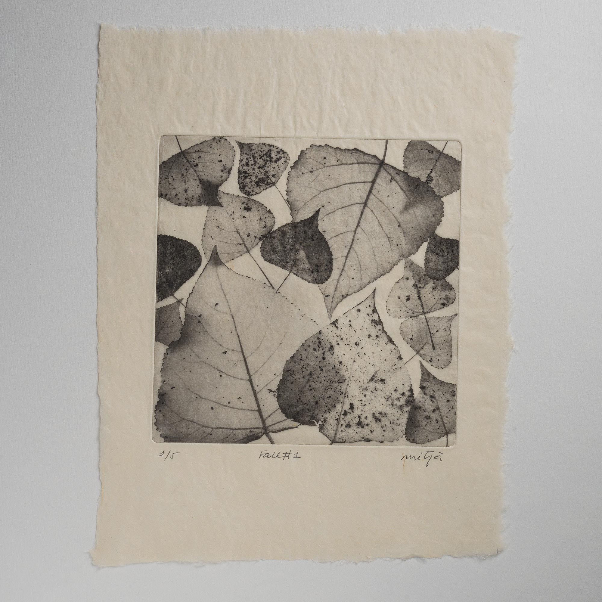 "Fall #1", 19x19cm on 25x33cm washi paper 20g/m2